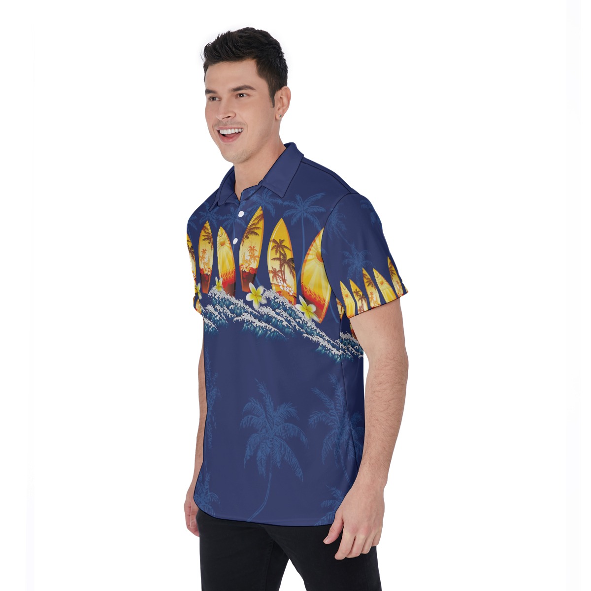 Surfboard Hawaiian Polo Shirt For Men