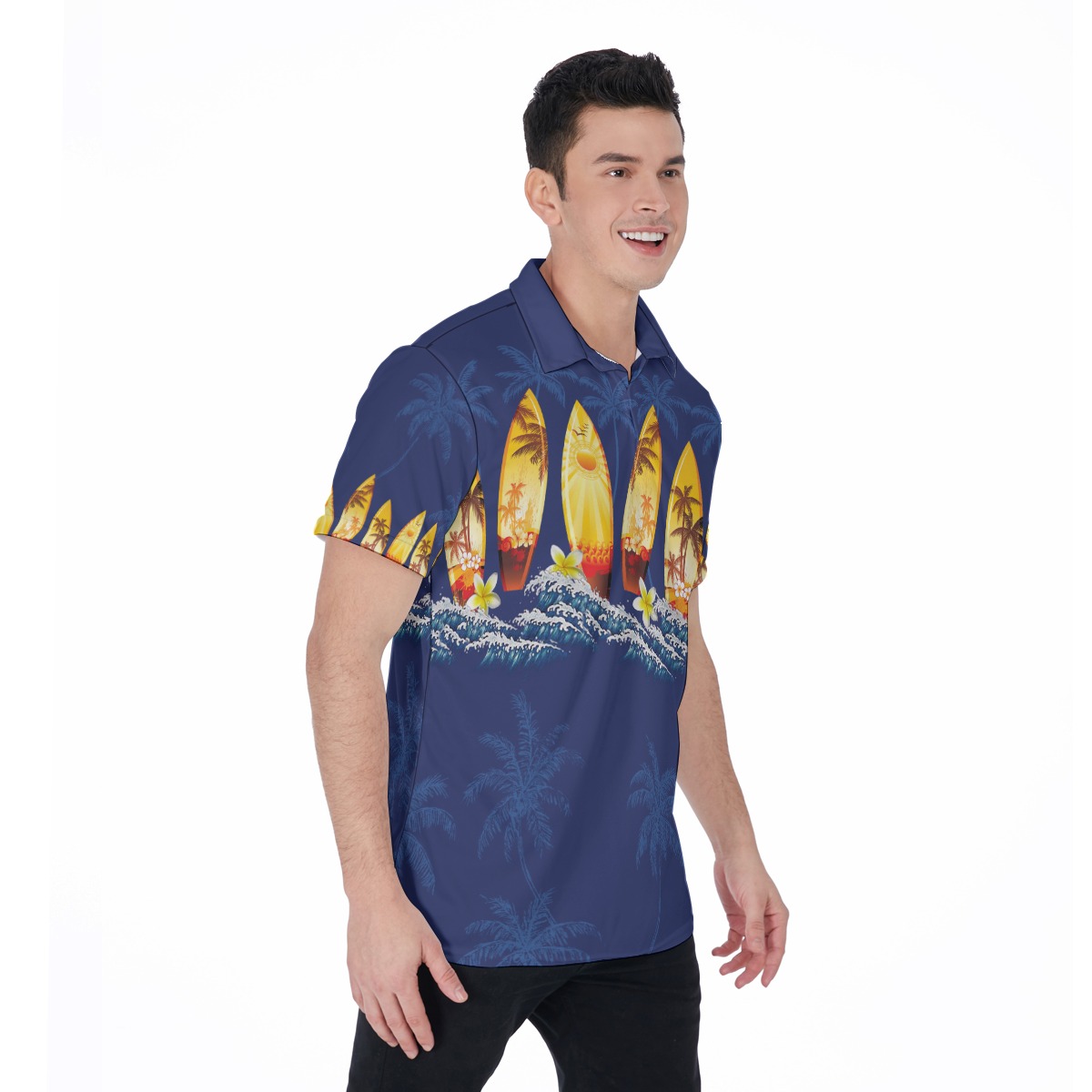 Surfboard Hawaiian Polo Shirt For Men