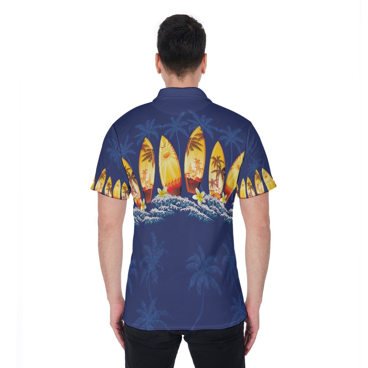 Surfboard Hawaiian Polo Shirt For Men