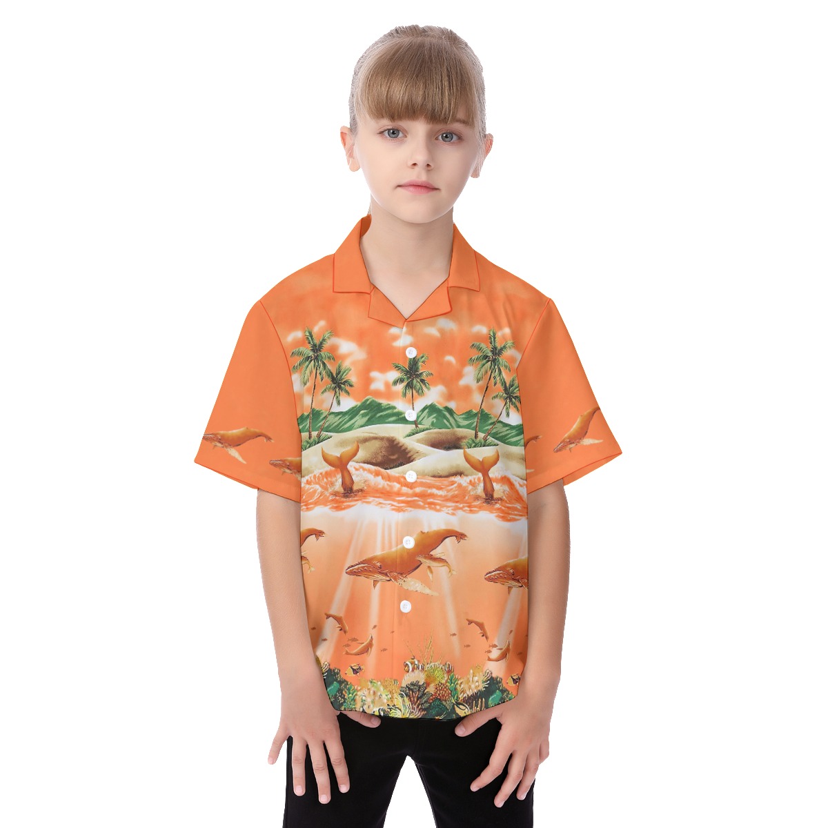 Sea Life Tropical Print Hawaiian Shirt For Kids