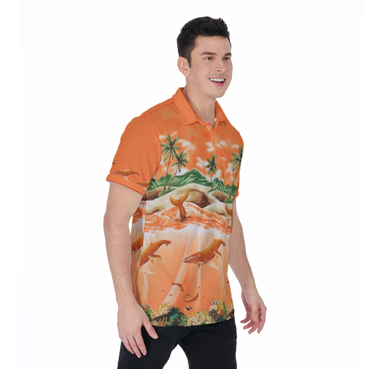 Sea Life Hawaiian Polo Shirt
