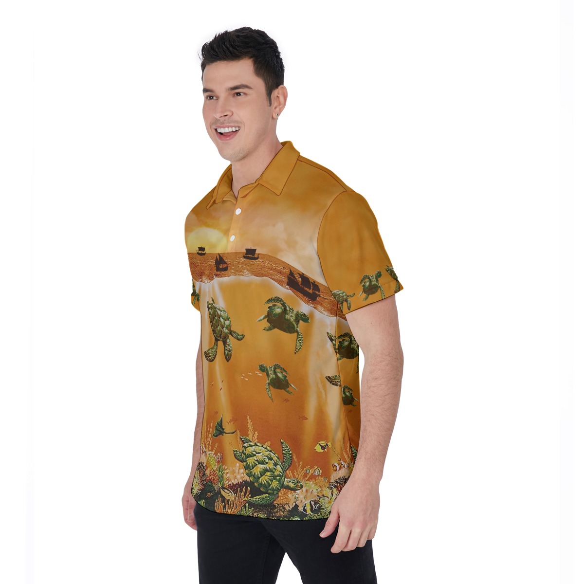 Tropical Sea Life Hawaiian Polo Shirt