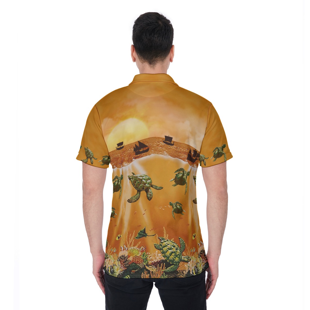 Tropical Sea Life Hawaiian Polo Shirt