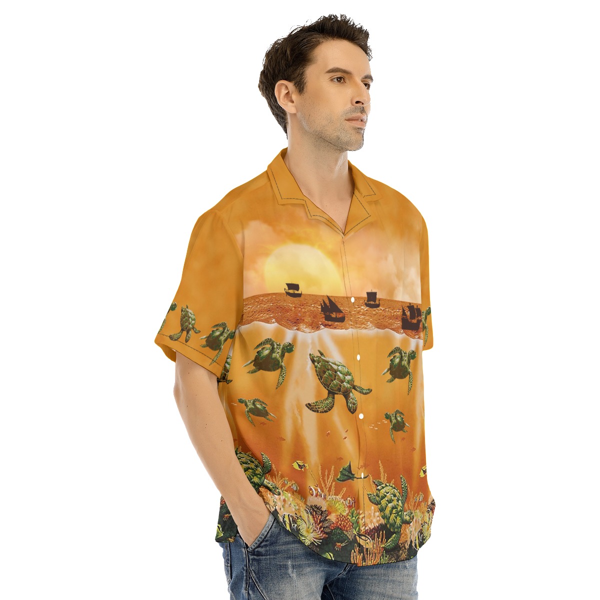 Sea Life Sunset Hawaiian Shirt | Ocean Hawaiian Shirt