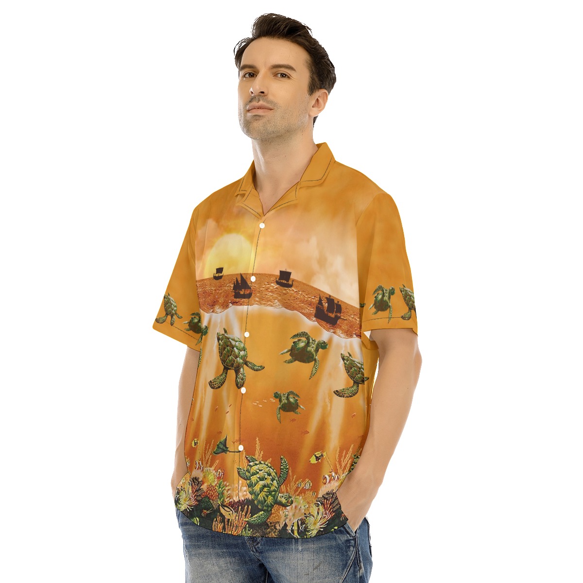 Sea Life Sunset Hawaiian Shirt | Ocean Hawaiian Shirt