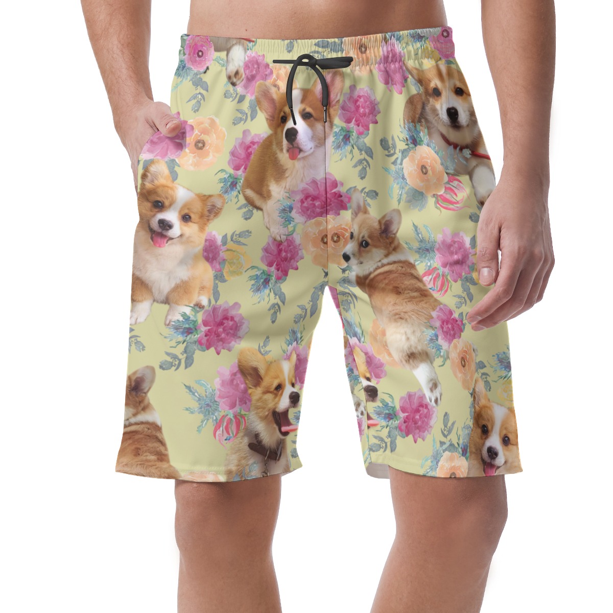 Welsh Corgi Hawaiian Board Shorts For Men - variant image 1