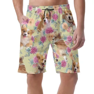 Welsh Corgi Hawaiian Board Shorts For Men