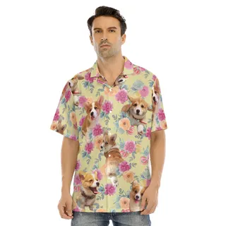 Floral Corgi Hawaiian Shirt
