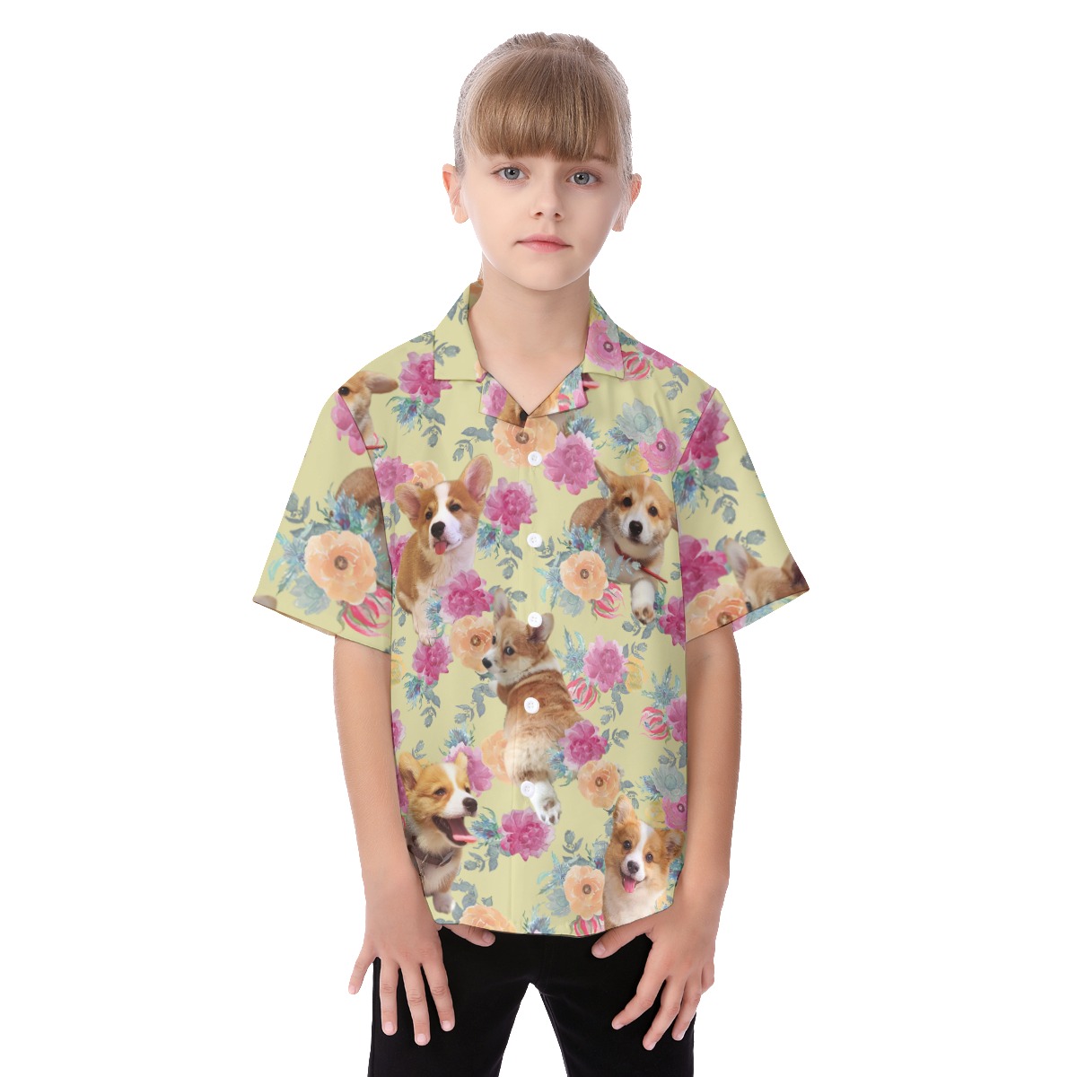 Cute Dog Corgi Button Up Shirt For Kids - variant image 1