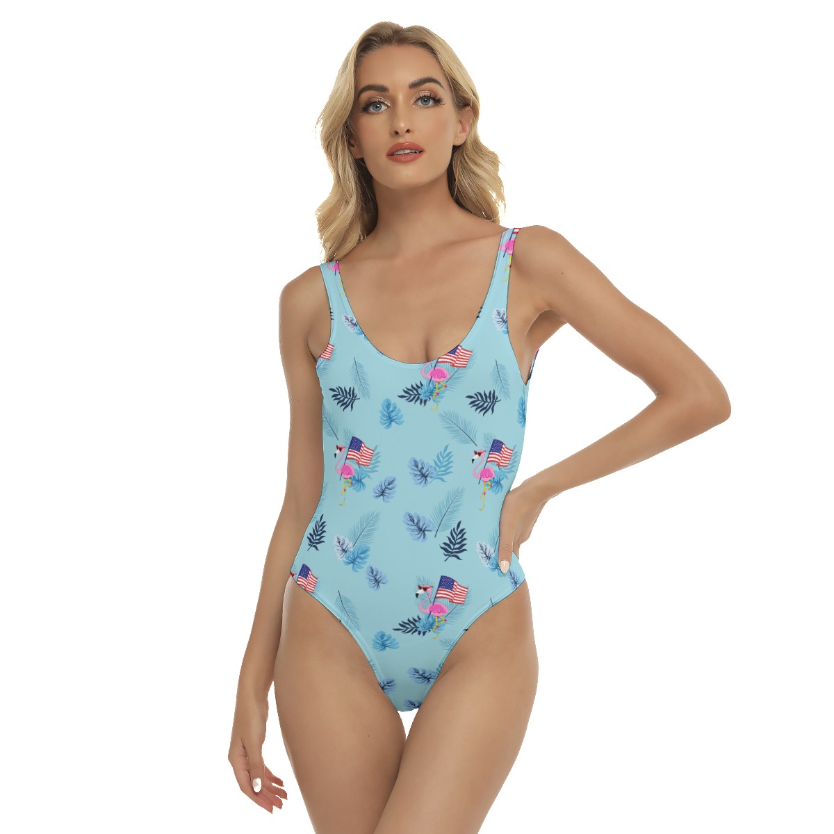 Pink Flamingo American Flag Aloha Swimsuit For Women - variant image 1