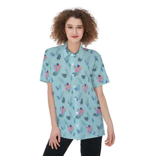 Patriotic Flamingo Hawaiian Shirt For Women