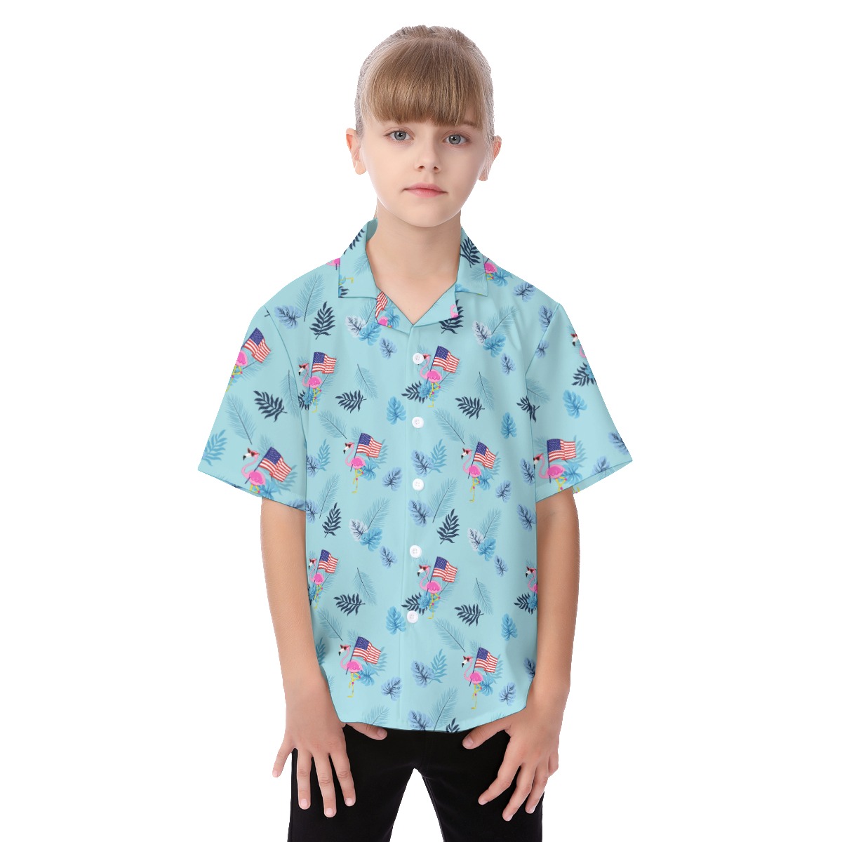 Flamingo American Flag Patriotic Hawaiian Shirt - variant image 1