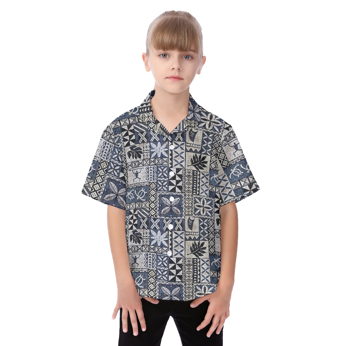 Vintage Honu Tapa Button Up Shirt For Kids - variant image 1