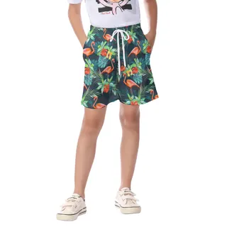 Tropical Flamingo Beach Shorts For Kids
