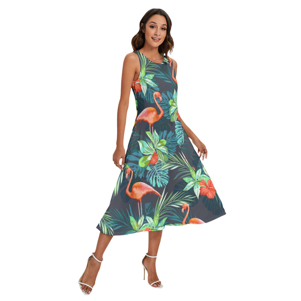 Tropical Flamingo Long Hawaiian Dress For Vacation - variant image 1