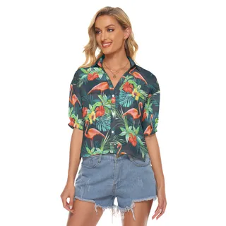 Tropical Flamingo Hawaiian Crop Top For Women