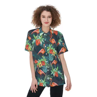 Flamingo Aloha Shirt For Women