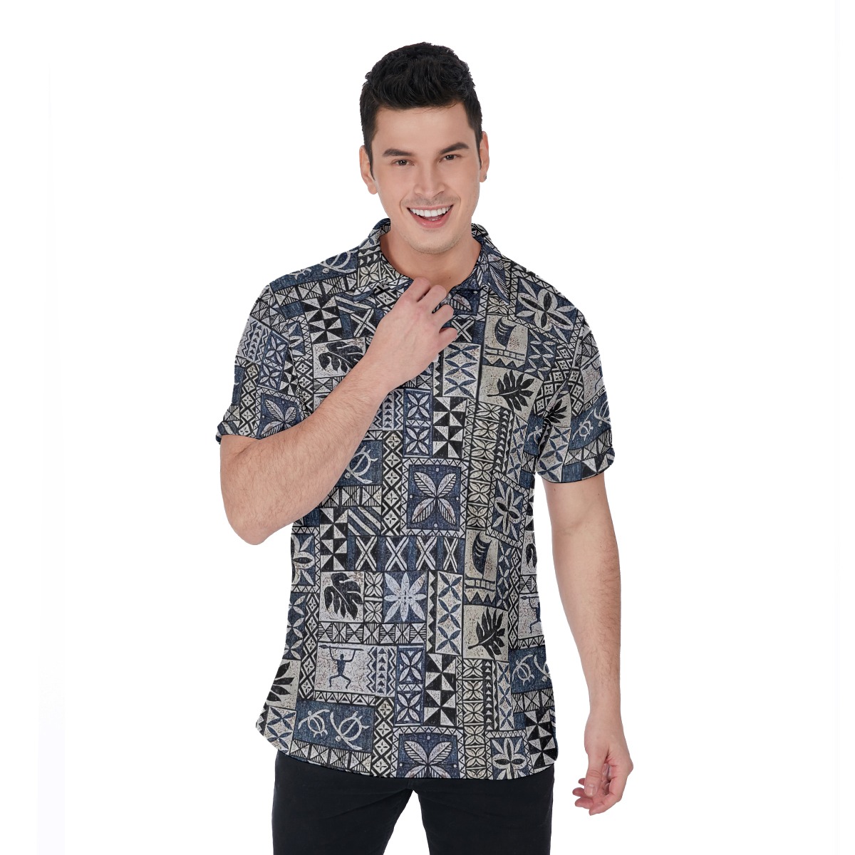 Block Honu Tapa Hawaiian Polo Shirt For Men - variant image 1