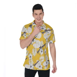 MK18 Gun Yellow Hawaiian Polo Shirt