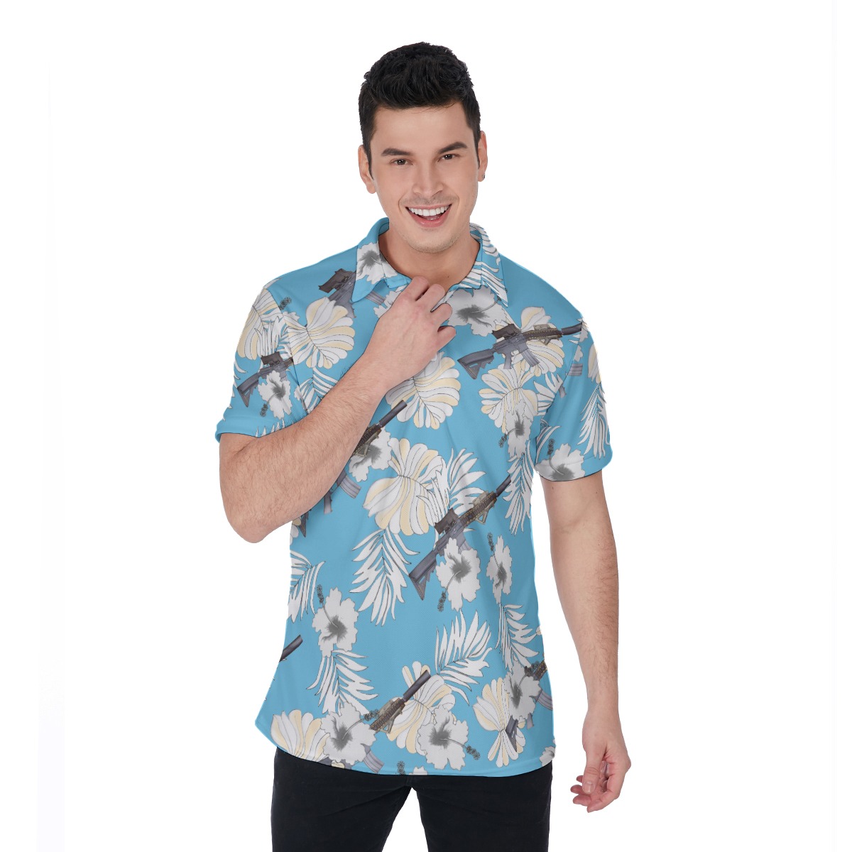 MK18 Gun Hawaiian Polo Shirt - variant image 1
