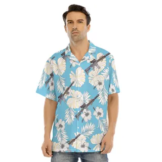 Blue MK18 Gun Hawaiian Shirt