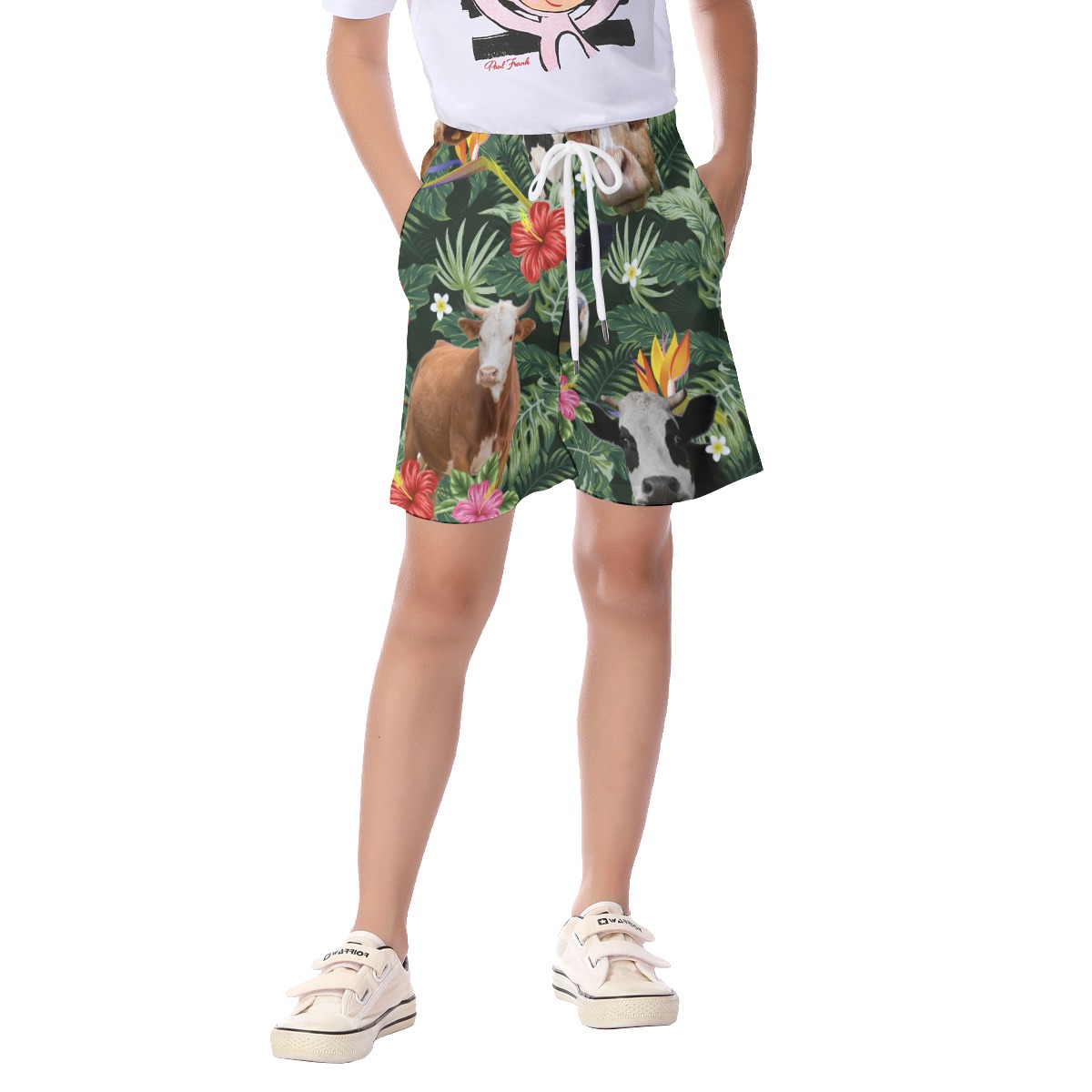 Tropical Cow Hawaiian Summer Shorts For Kids - variant image 1