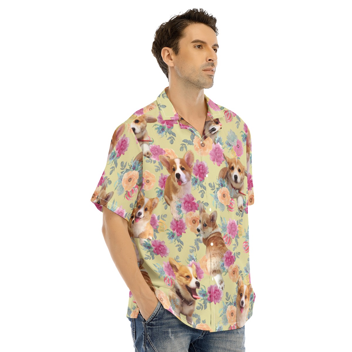 Floral Corgi Hawaiian Shirt
