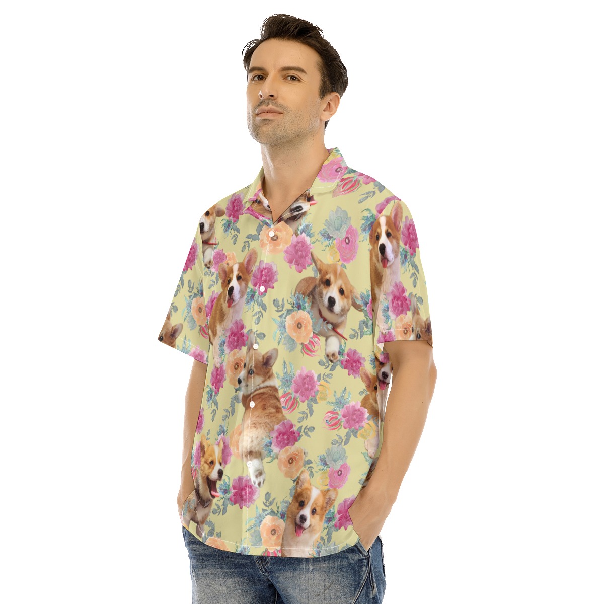 Floral Corgi Hawaiian Shirt
