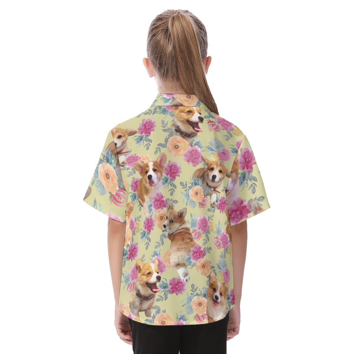 Cute Dog Corgi Button Up Shirt For Kids