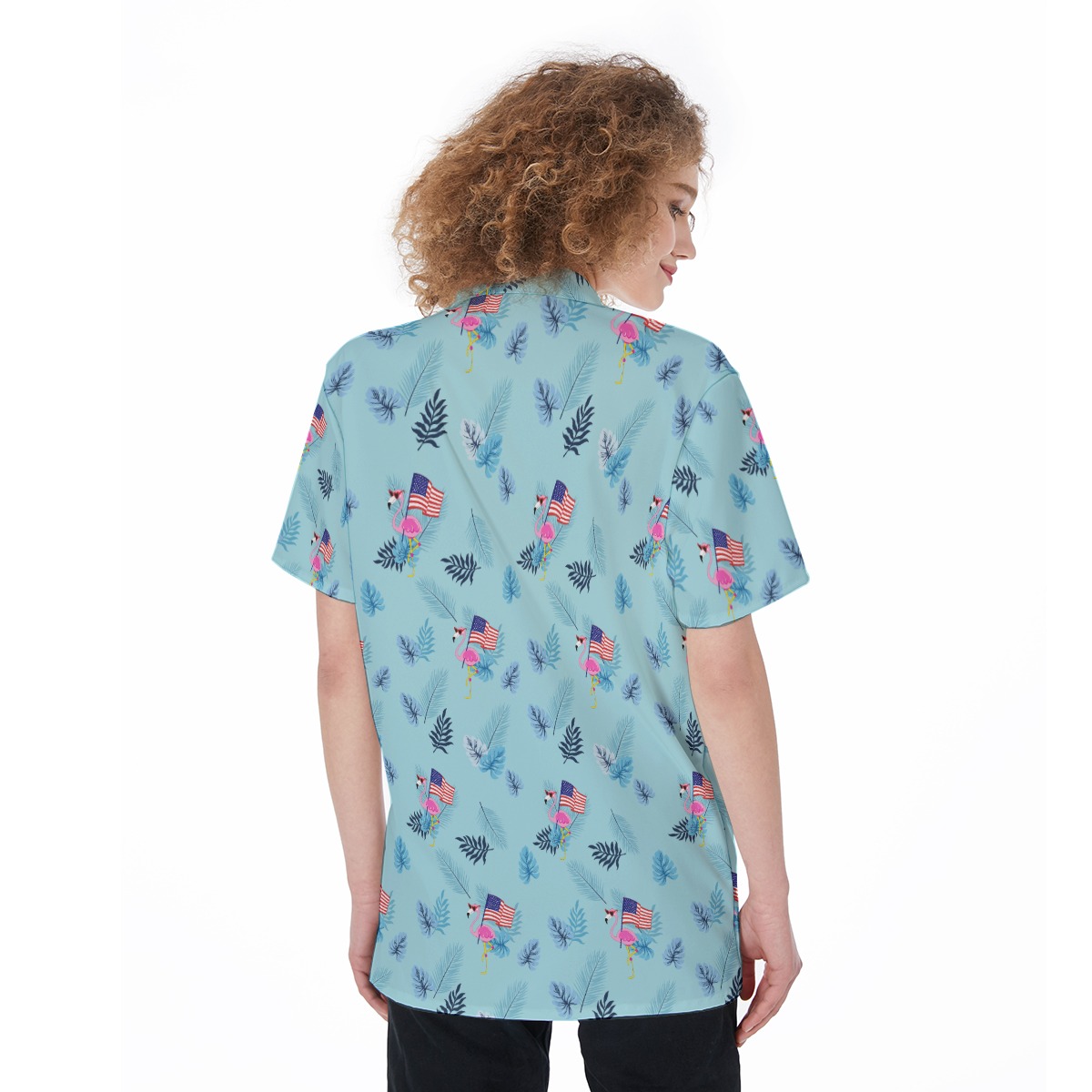 Patriotic Flamingo Hawaiian Shirt For Women