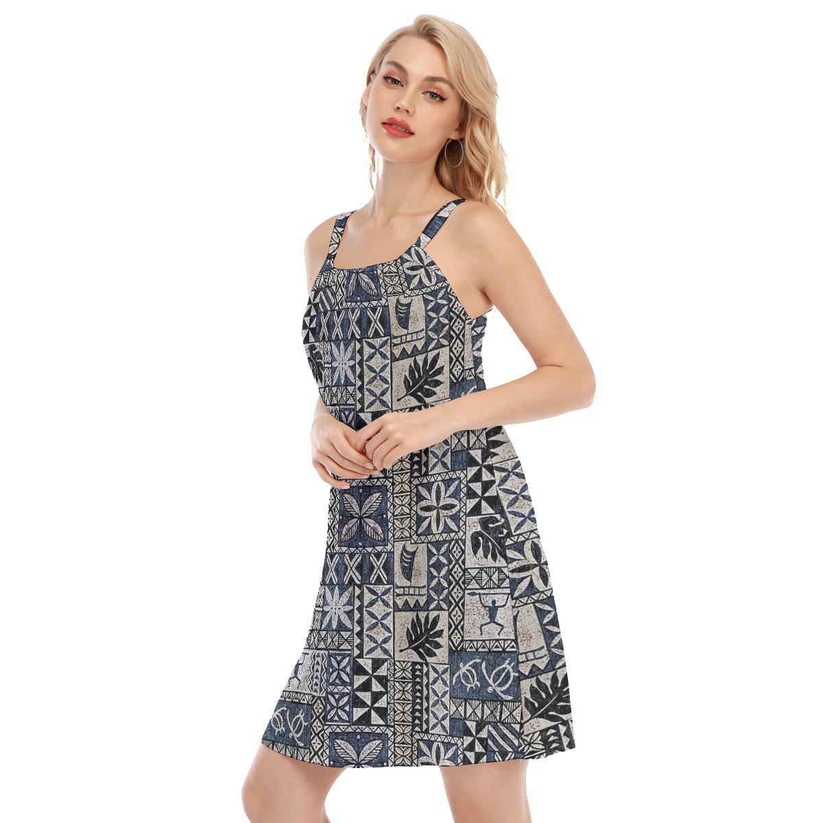 Block Honu Tapa Hawaiian Dress