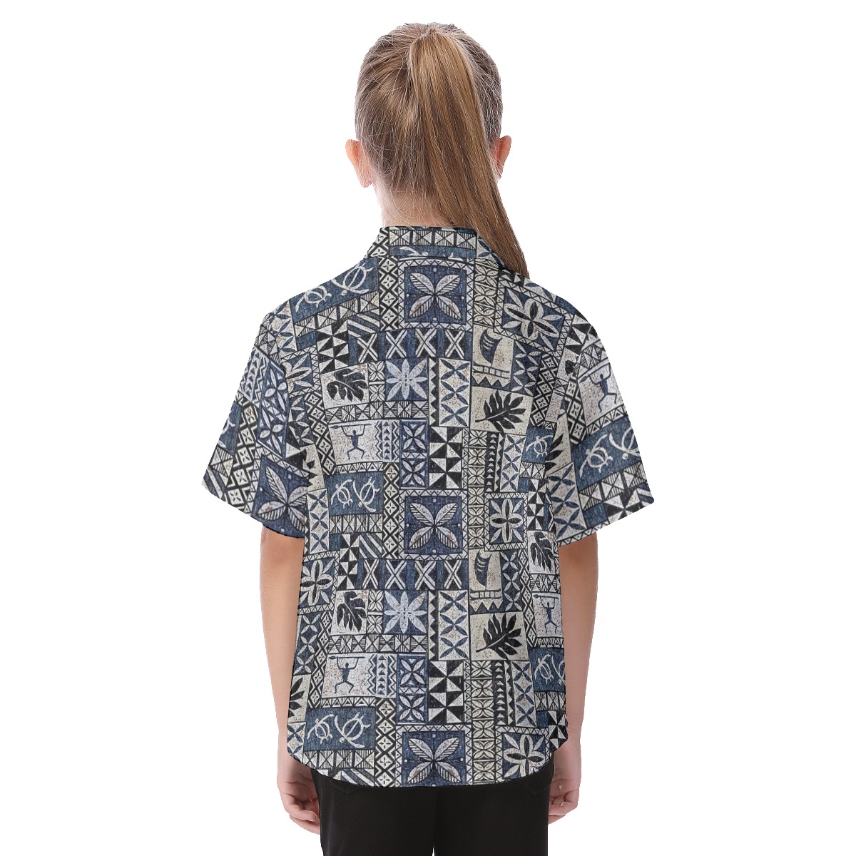 Vintage Honu Tapa Button Up Shirt For Kids