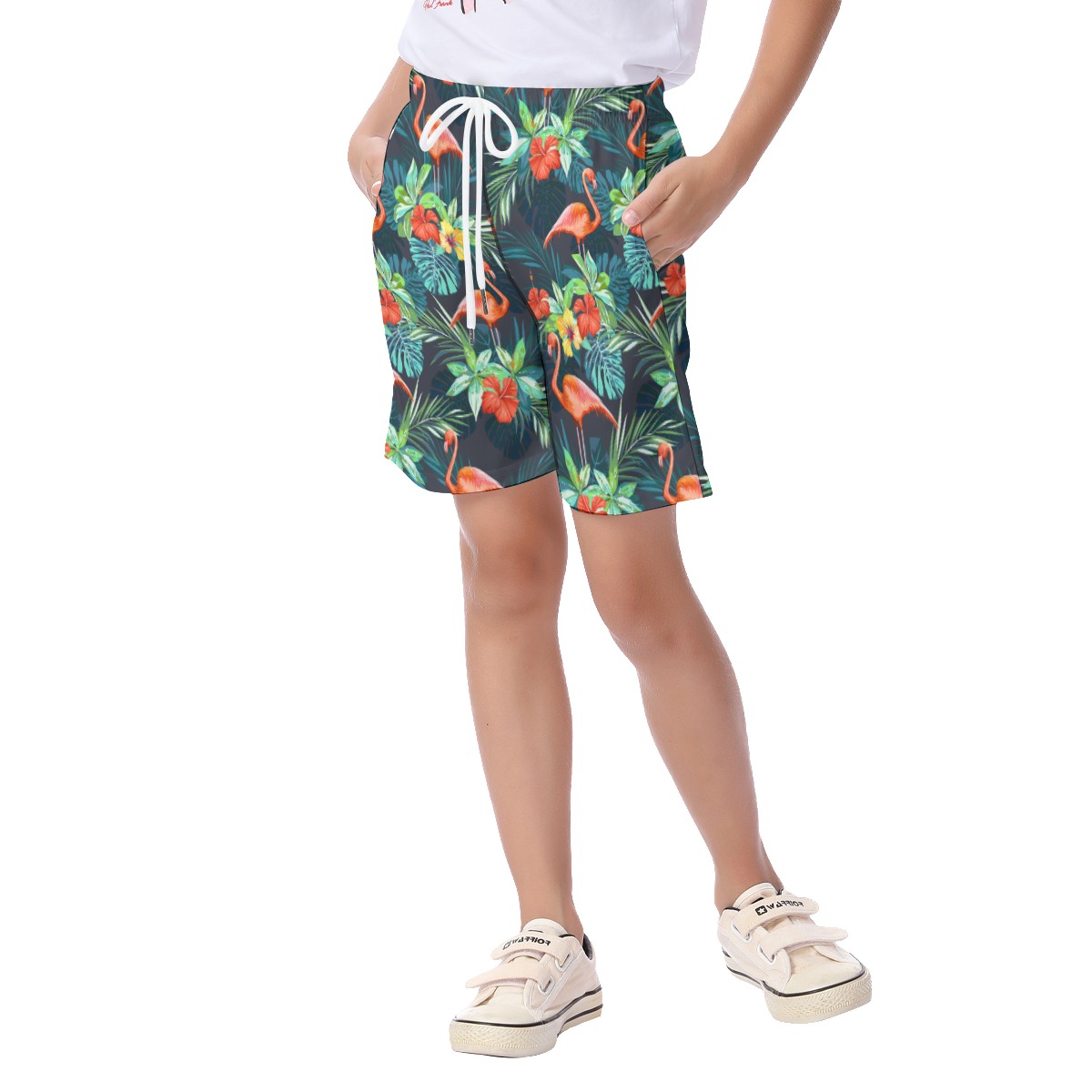 Tropical Flamingo Beach Shorts For Kids