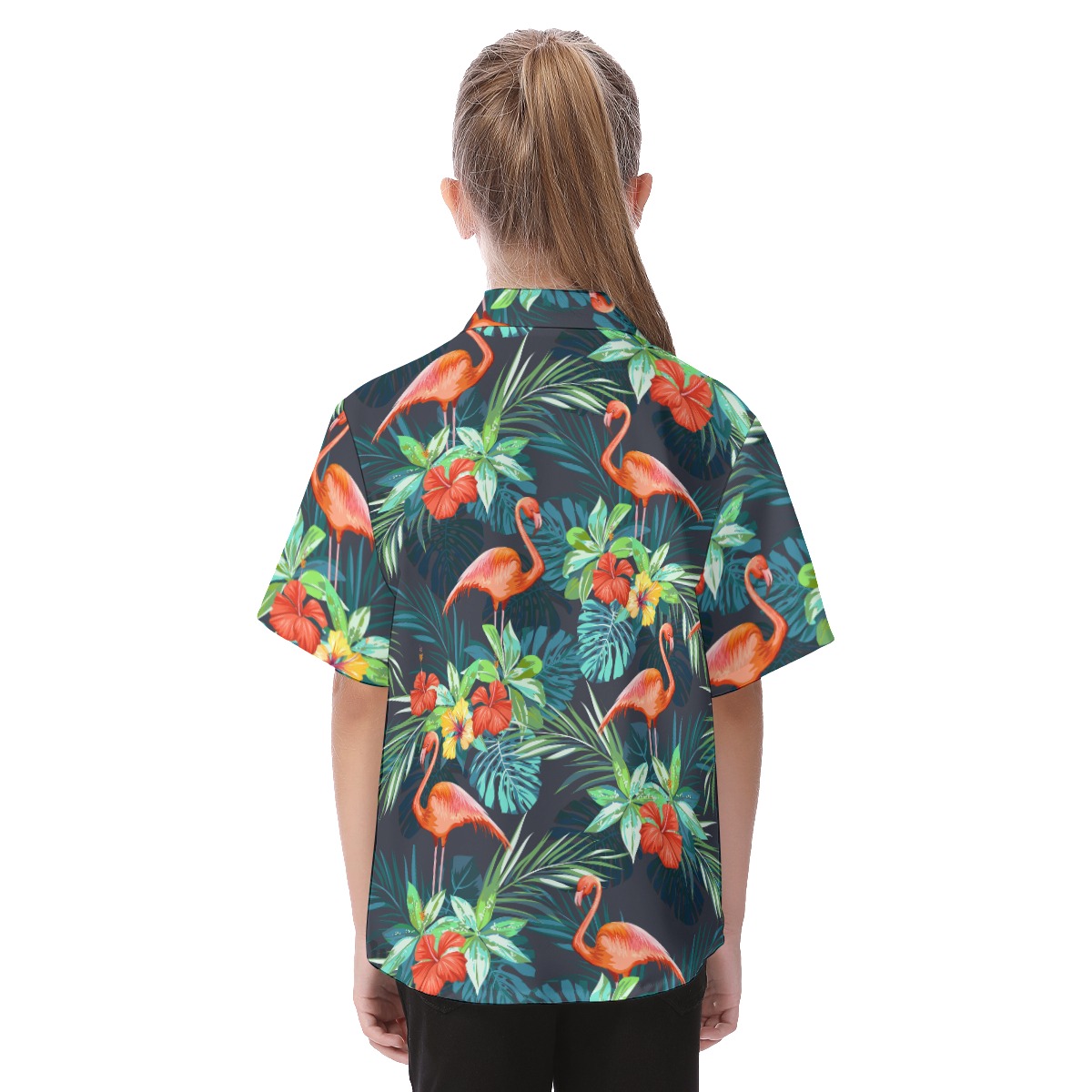 Flamingo Hawaiian Button Up Shirt For Kids
