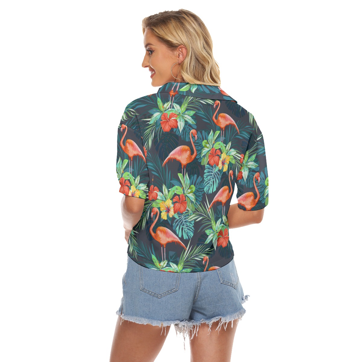 Tropical Flamingo Hawaiian Crop Top For Women
