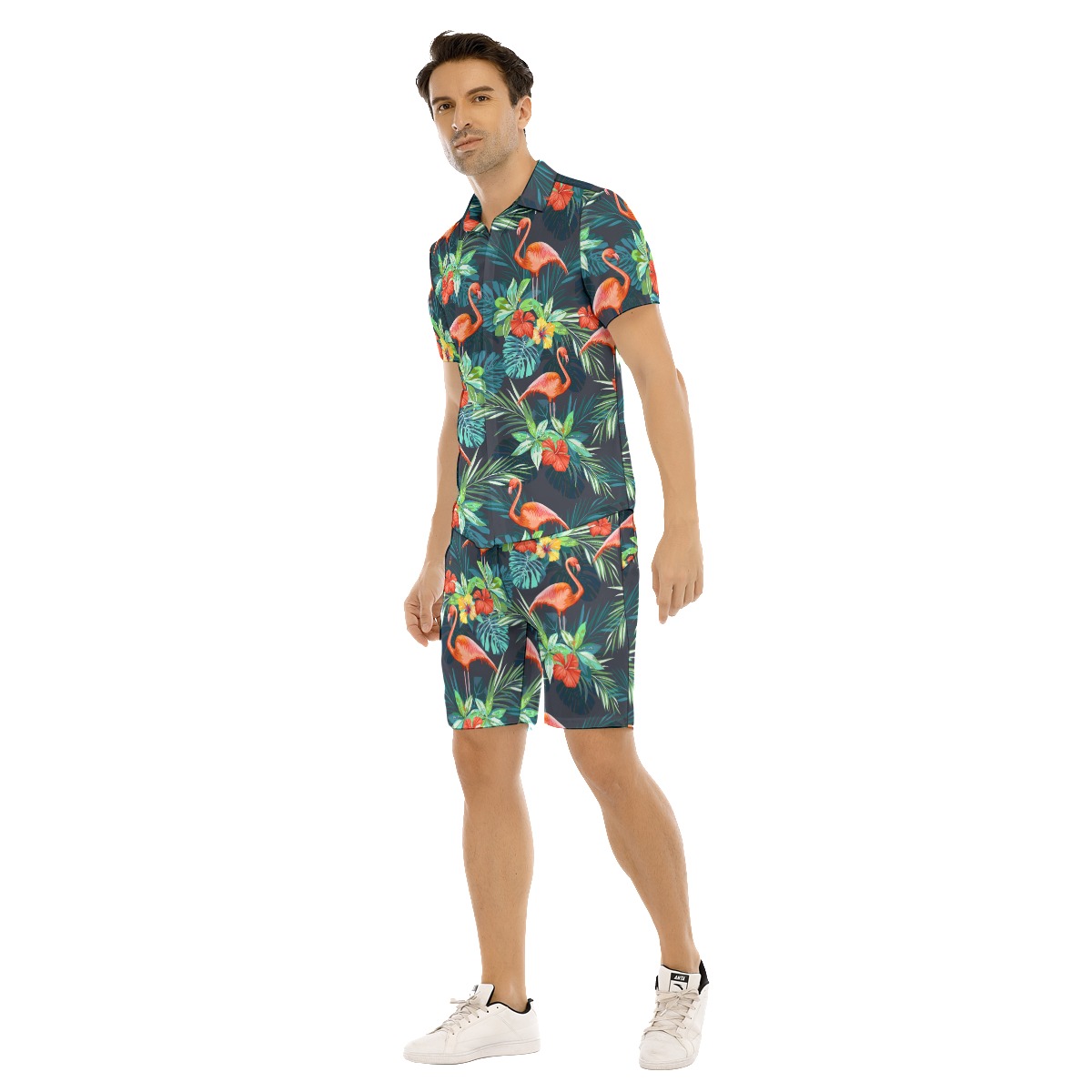 Tropical Flamingo Aloha Shirt And Shorts Set