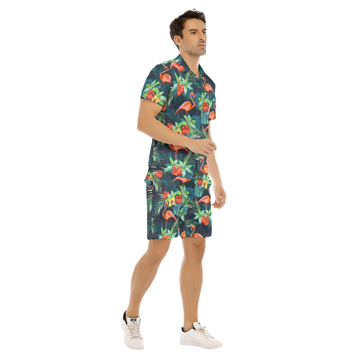 Tropical Flamingo Aloha Shirt And Shorts Set