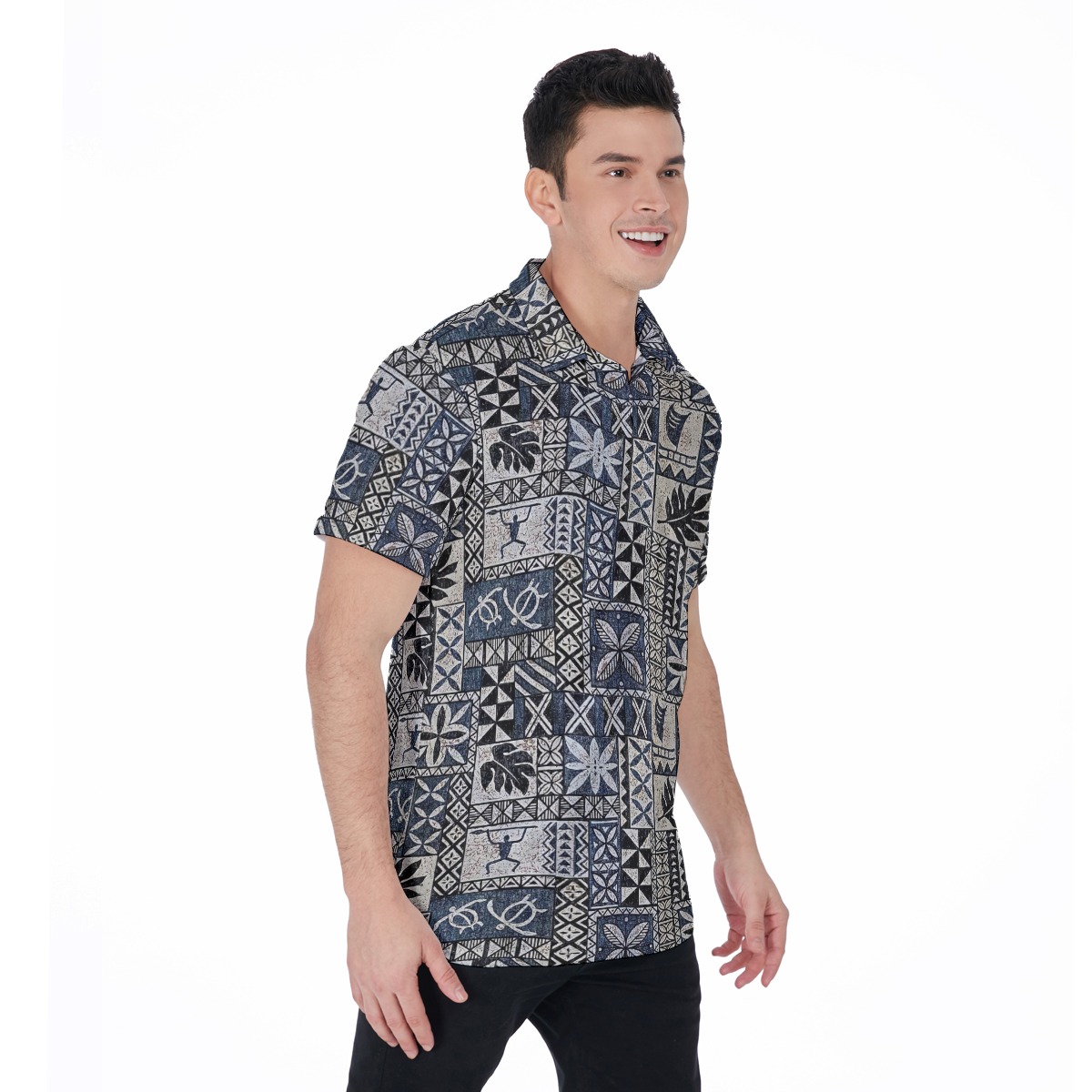 Block Honu Tapa Hawaiian Polo Shirt For Men