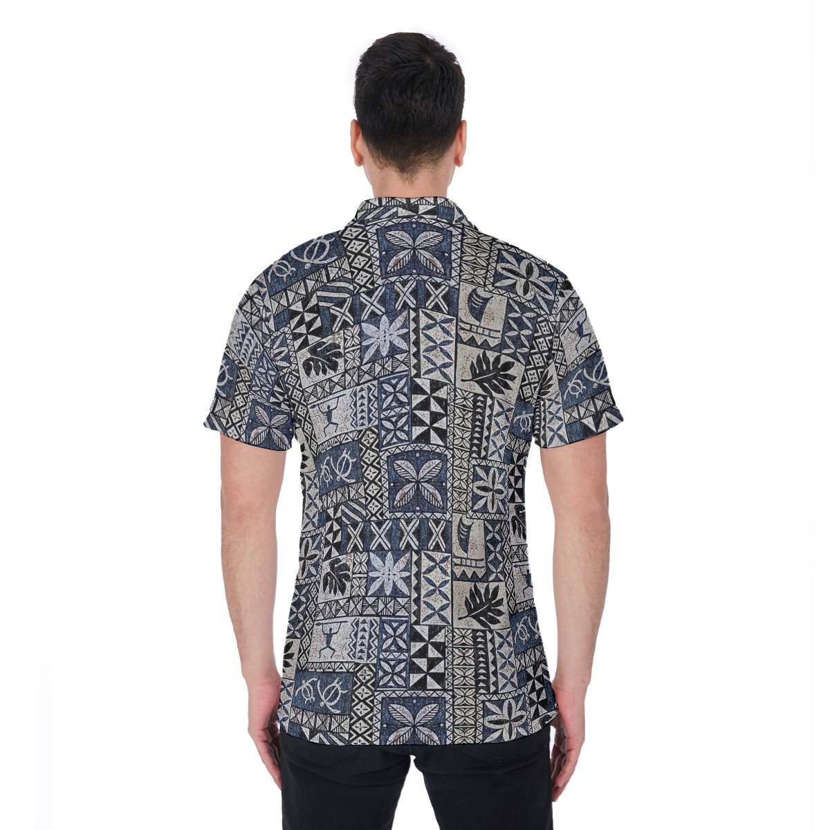 Block Honu Tapa Hawaiian Polo Shirt For Men