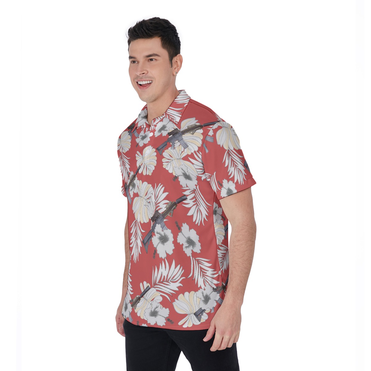 MK18 Gun Red Polo Shirt | Tactical Hawaiian Shirt