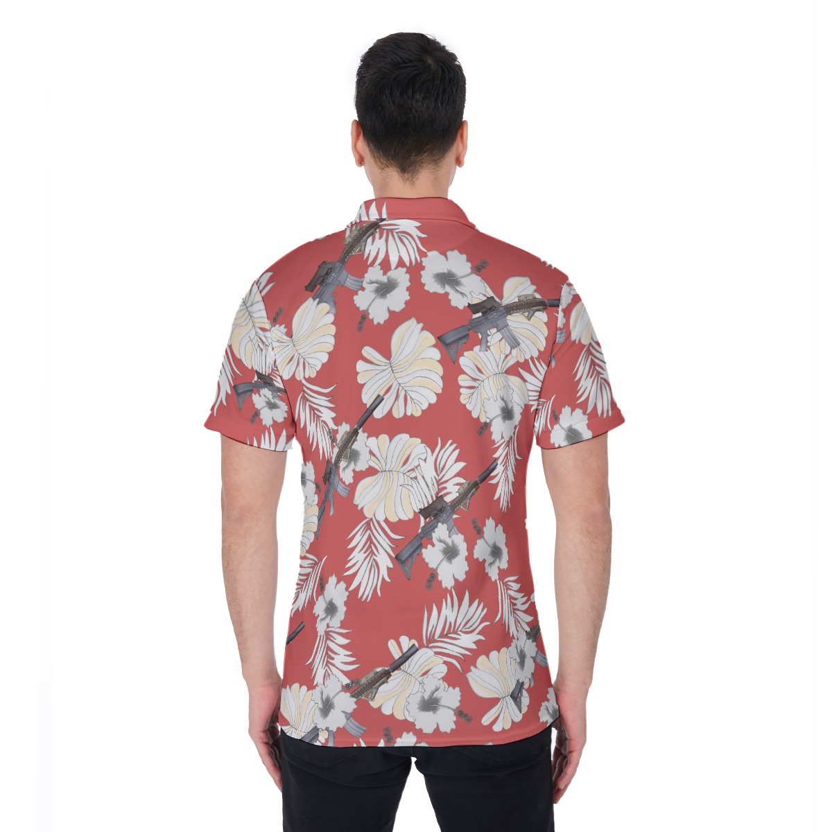 MK18 Gun Red Polo Shirt | Tactical Hawaiian Shirt