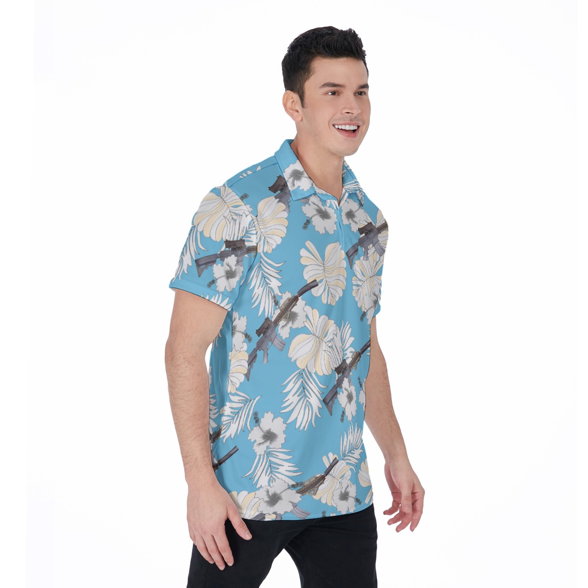 MK18 Gun Hawaiian Polo Shirt