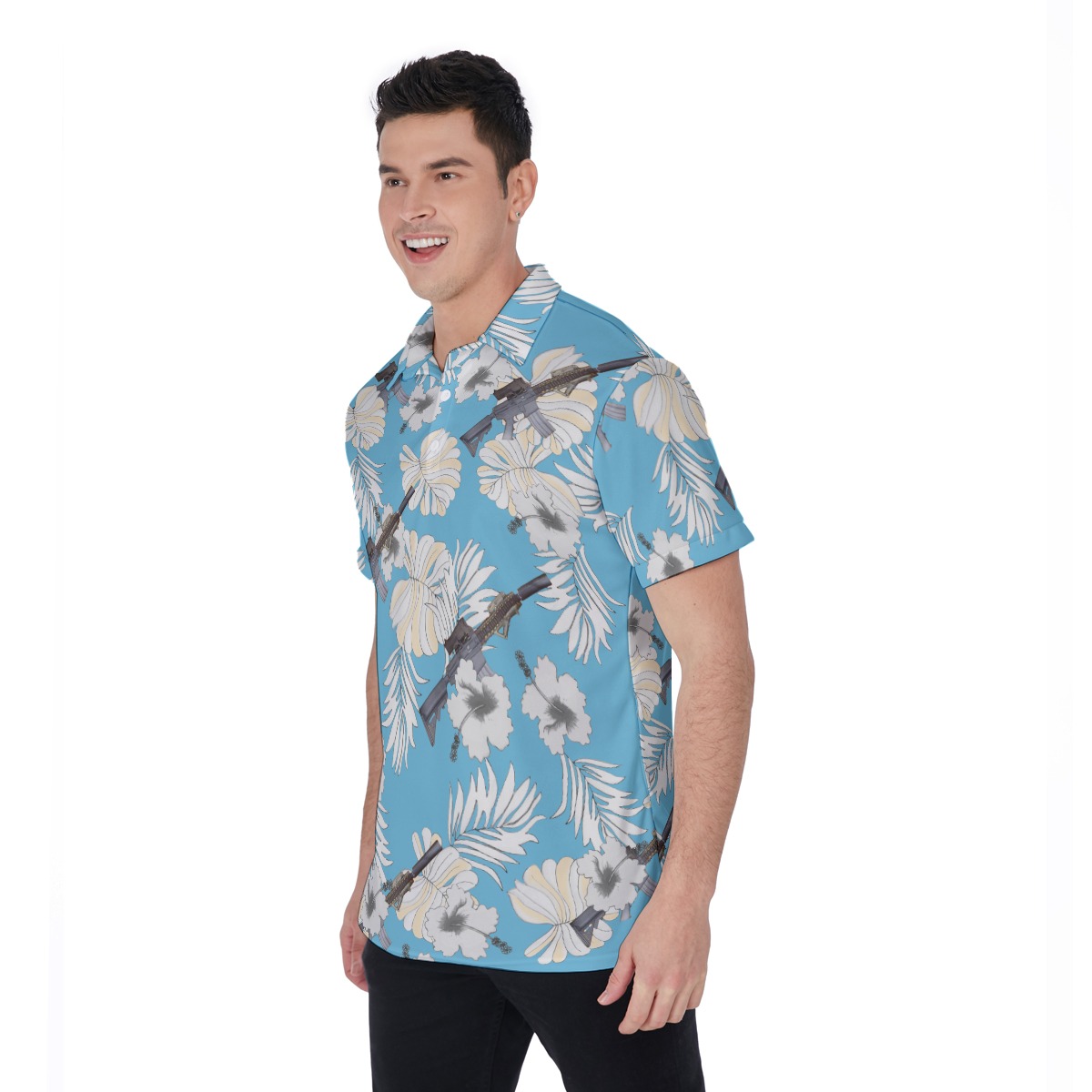 MK18 Gun Hawaiian Polo Shirt