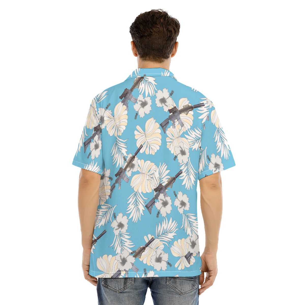 Blue MK18 Gun Hawaiian Shirt