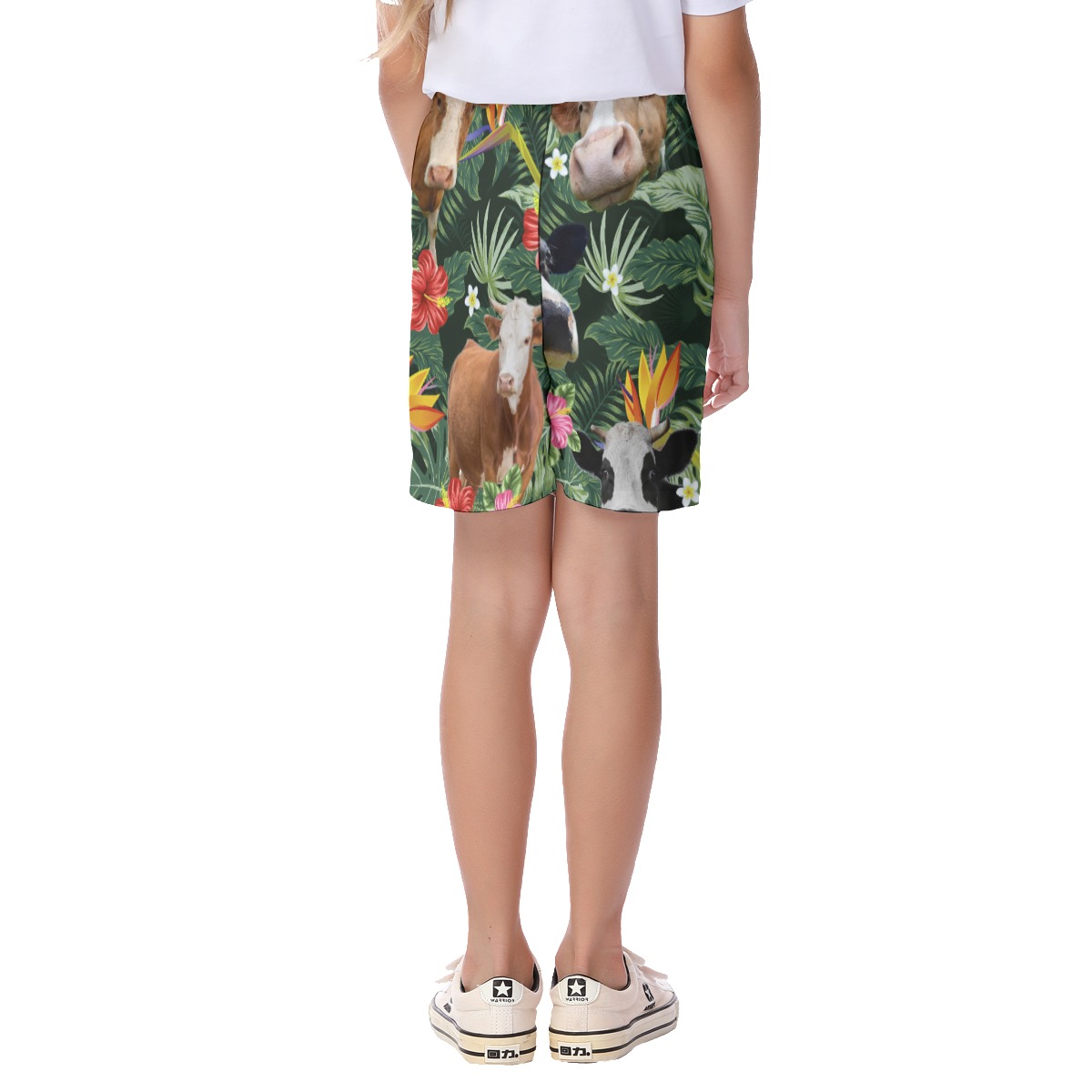 Tropical Cow Hawaiian Summer Shorts For Kids