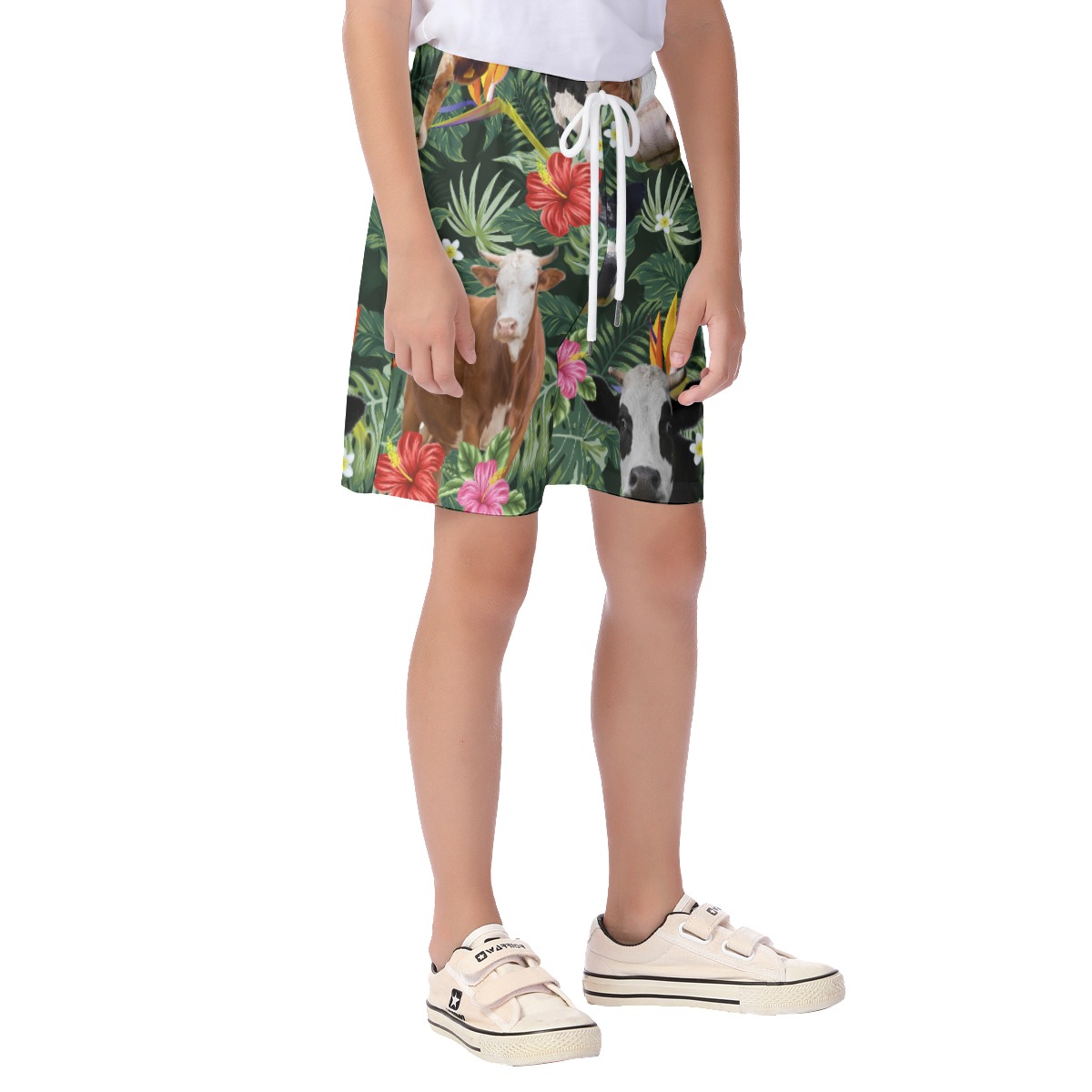 Tropical Cow Hawaiian Summer Shorts For Kids