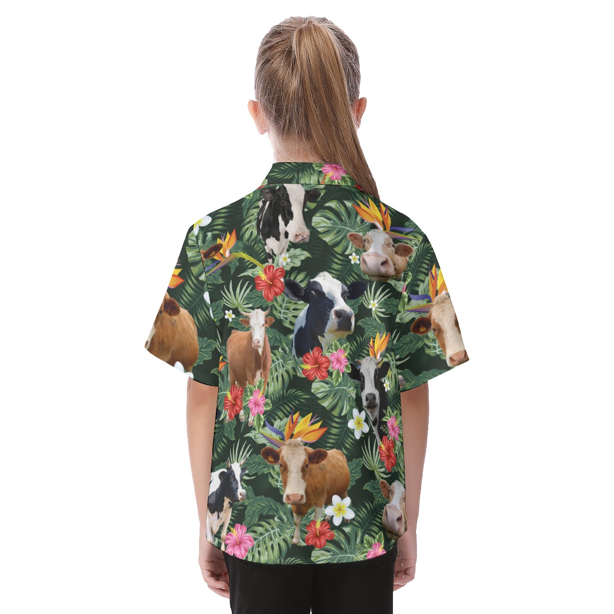 Tropical Cow Button Up Shirt For Kids