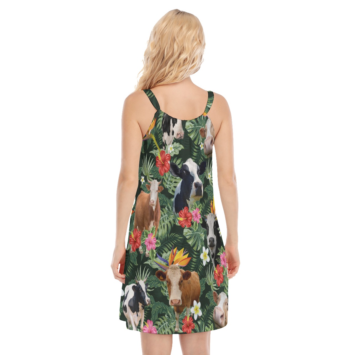 Tropical Cow Hawaiian Cami Dress For Summer