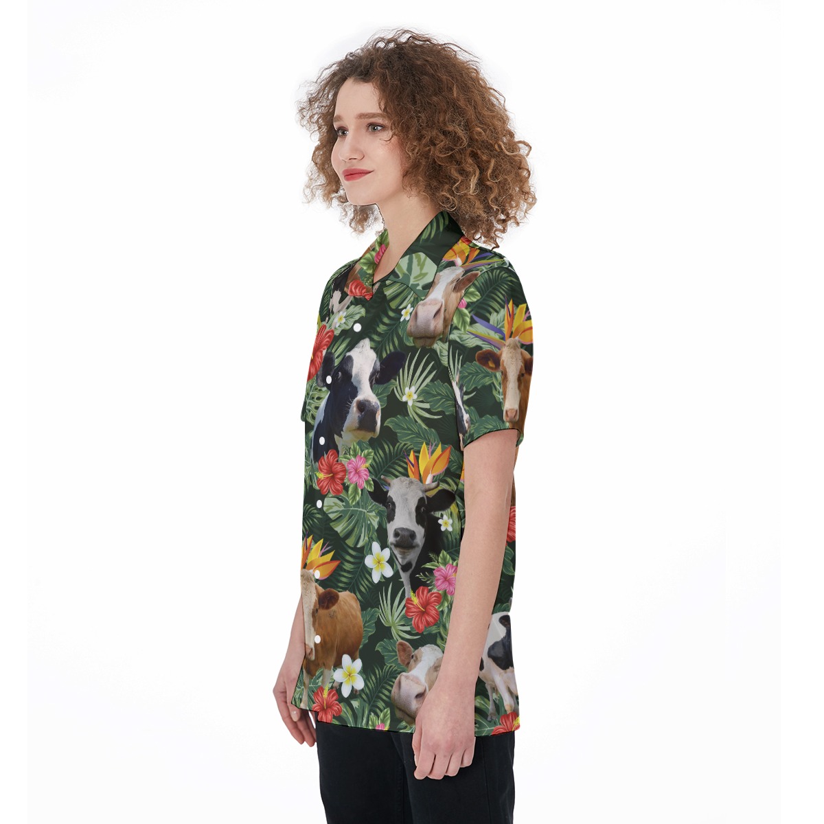 Unique Cow Tropical Aloha Shirt For Women