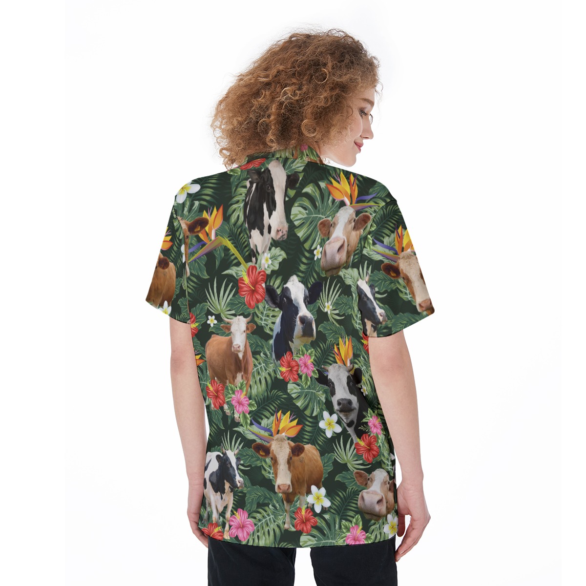 Unique Cow Tropical Aloha Shirt For Women